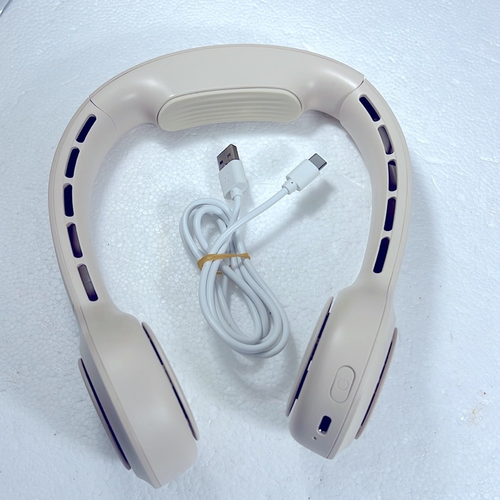NWT JISULIFE PORTABLE BLADELESS NECK FAN BEIGE CREAM COLOR